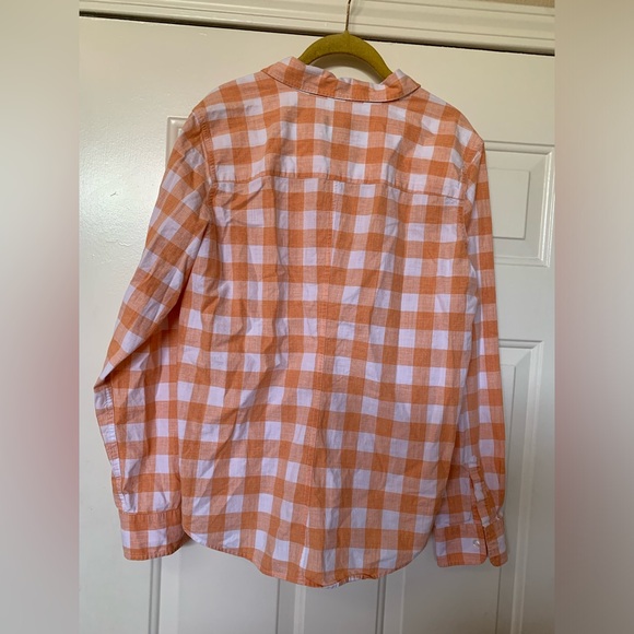 Women’s Pendleton Orange And White Plaid Button Up Blouse 🌴 - Picture 2 of 8